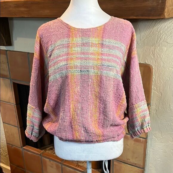 Vintage Marcine-Appel Pink Plaid Boucle Women's Sweater, size M/L - Picture 1 of 8